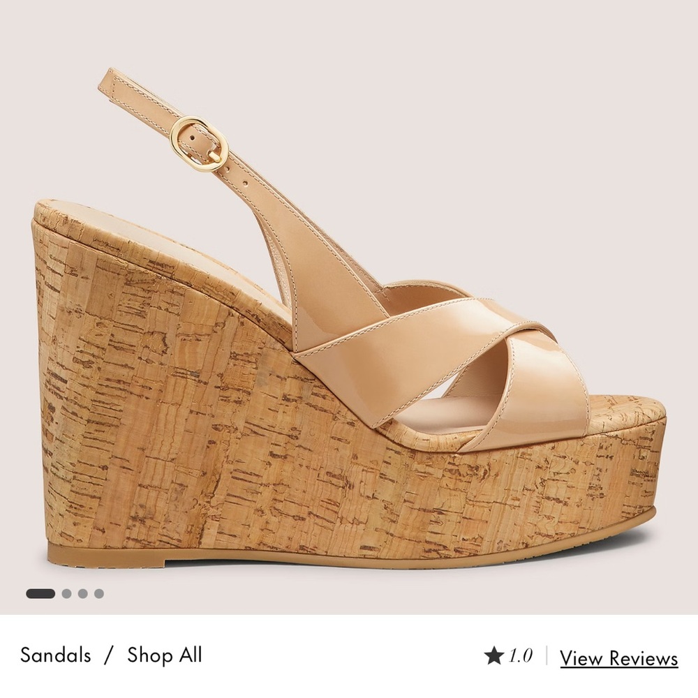 Stuart Weitzman Beige Cork Wedge Sandals